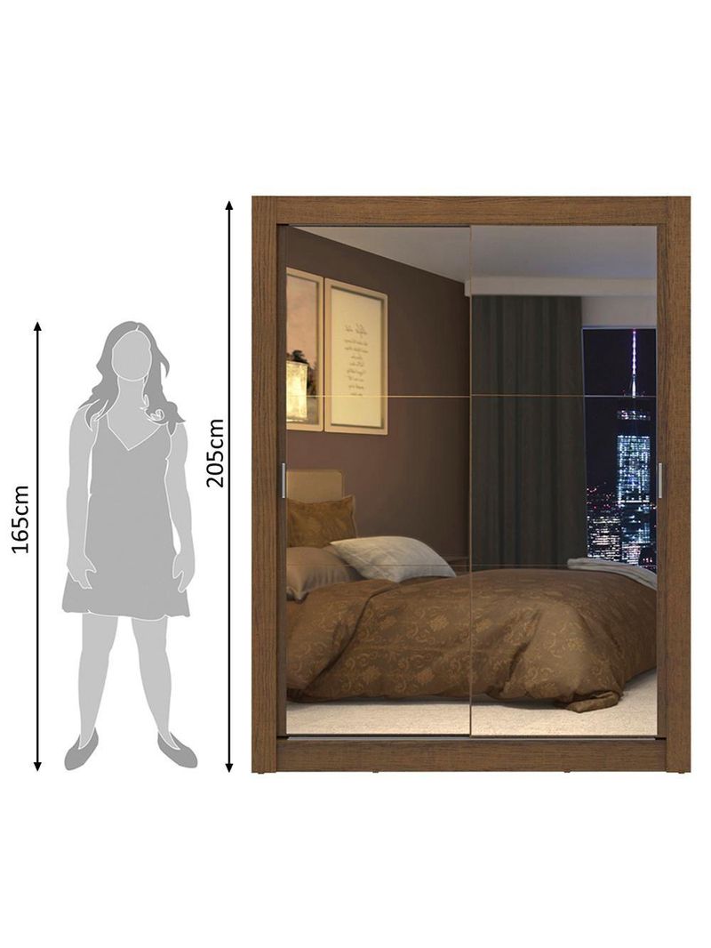 Guarda-roupa Solteiro Denver 2 Portas Correr Espelho Madesa