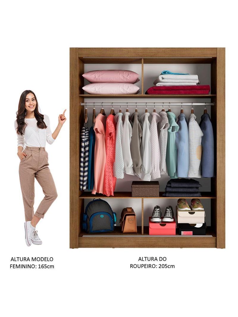 Guarda-roupa Solteiro Denver 2 Portas Correr Espelho Madesa