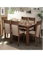 Sala de Jantar Jaíne Mesa de Madeira com 6 Cadeiras Madesa