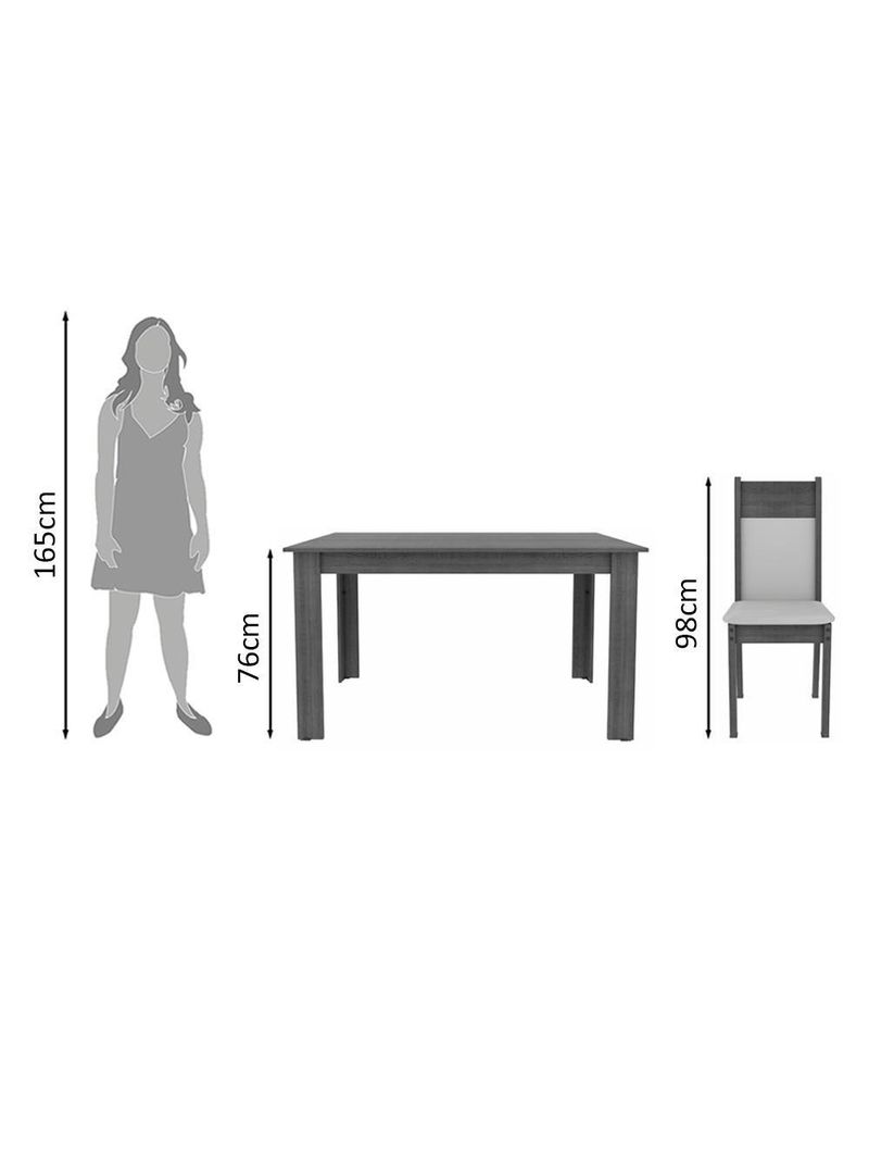 Sala de Jantar Jaíne Mesa de Madeira com 6 Cadeiras Madesa