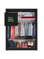 Guarda-roupa Solteiro 2 Portas Com Espelho Preto/Cinza