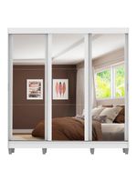 Guarda-Roupa Napoli 3 Portas de Espelho 8 Pés Branco Madesa
