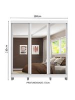 Guarda-Roupa Napoli 3 Portas de Espelho 8 Pés Branco Madesa
