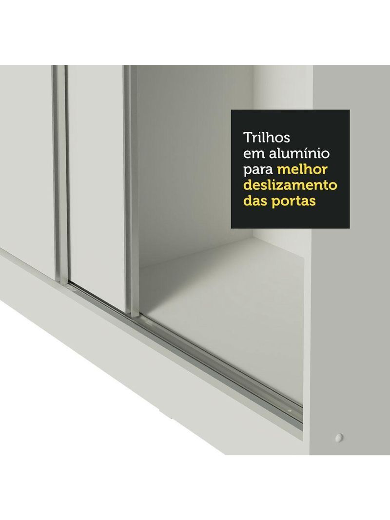 Guarda-Roupa Napoli 3 Portas de Espelho 8 Pés Branco Madesa