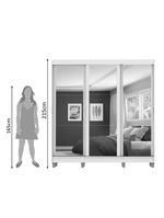 Guarda-Roupa Napoli 3 Portas de Espelho 8 Pés Branco Madesa