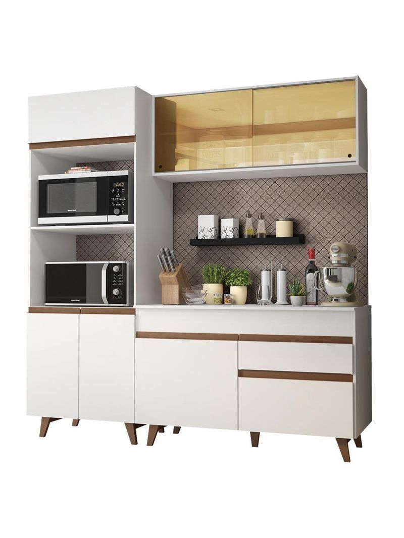 Cozinha Compacta Reims com Armário e Balcão Branco Madesa