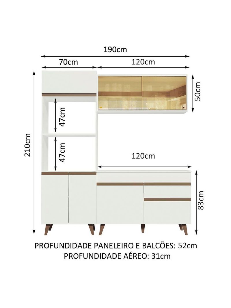 Cozinha Compacta Reims com Armário e Balcão Branco Madesa