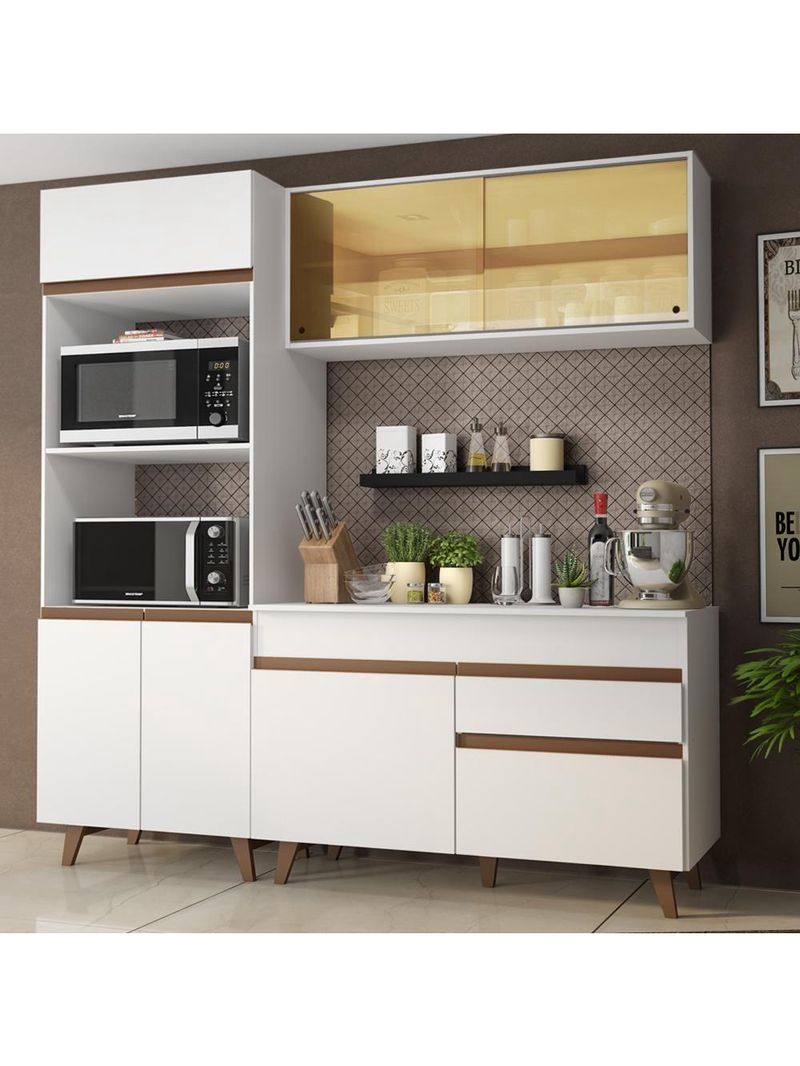 Cozinha Compacta Reims com Armário e Balcão Branco Madesa