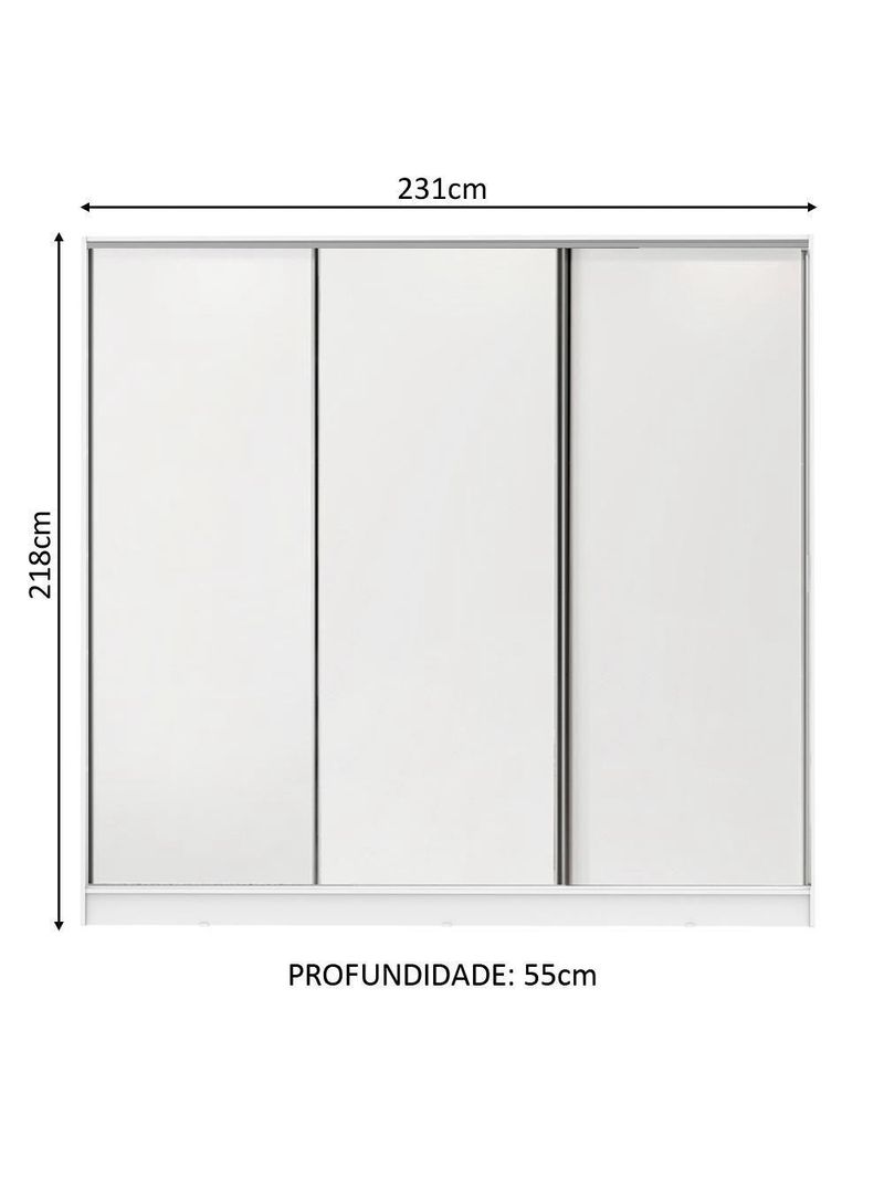 Guarda Roupa Royale Casal 100% MDF 3 Portas Correr Madesa