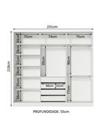 Guarda Roupa Royale Casal 100% MDF 3 Portas Correr Madesa