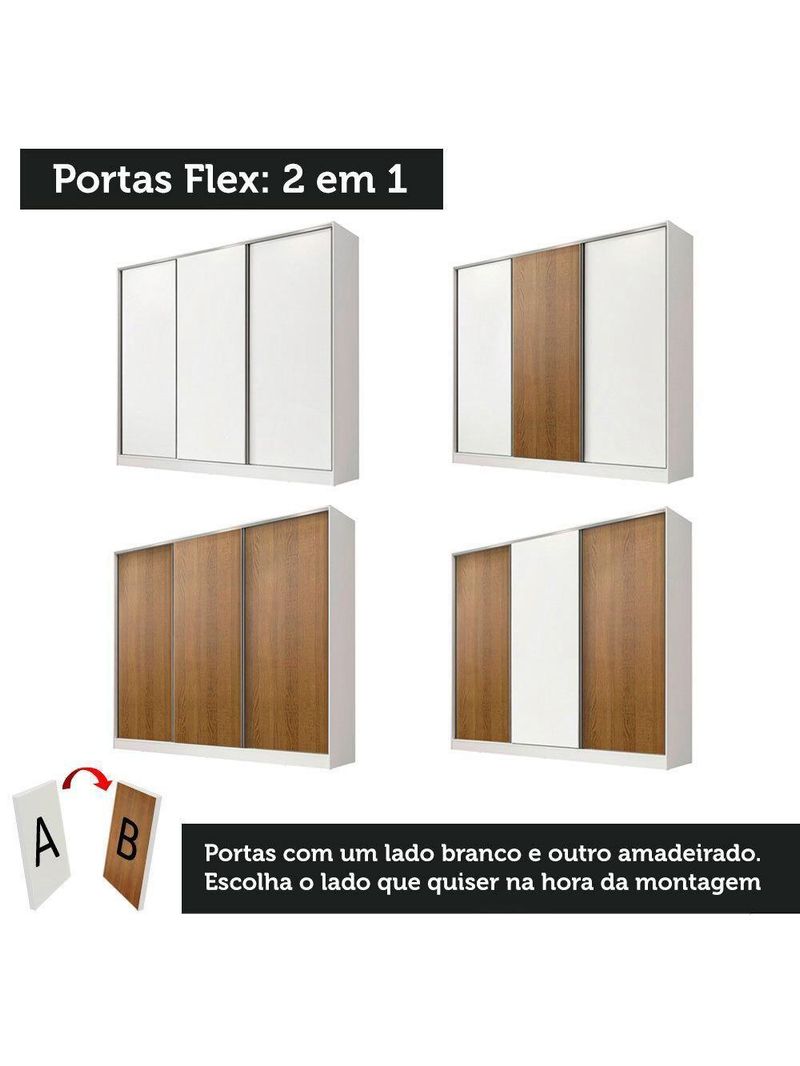 Guarda Roupa Royale Casal 100% MDF 3 Portas Correr Madesa