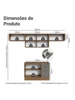 Armário de Cozinha Completa 280cm Vik Madesa 01 – Rustic/Cinza