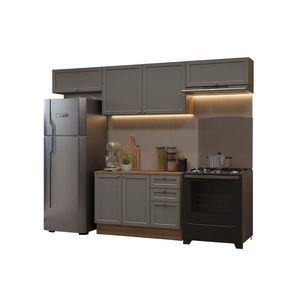 Armário de Cozinha Completa 280cm Vik Madesa 01 – Rustic/Cinza