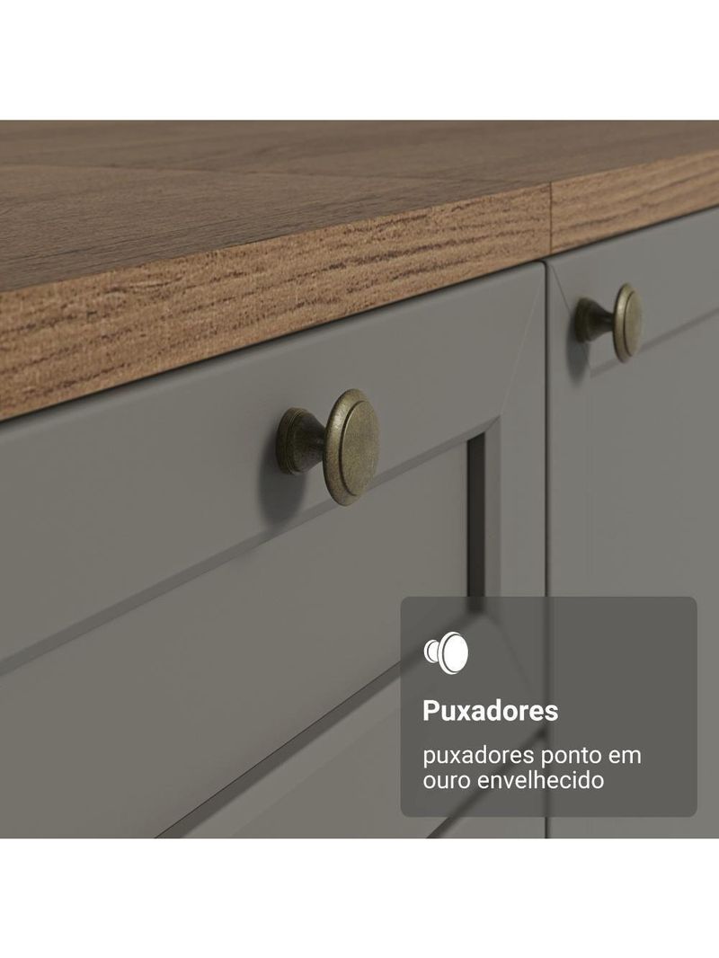 Armário de Cozinha Completa 280cm Vik Madesa 01 – Rustic/Cinza