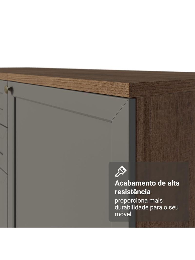 Armário de Cozinha Completa 280cm Vik Madesa 01 – Rustic/Cinza