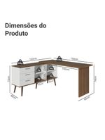 Escrivaninha Em L Mesa Para Computador Gamer 3 Gavetas Branco/rustic Lisboa Madesa