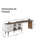 Escrivaninha Em L Mesa Para Computador Gamer 3 Gavetas Branco/rustic Lisboa Madesa