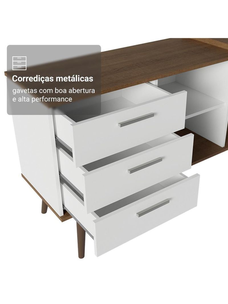 Escrivaninha Em L Mesa Para Computador Gamer 3 Gavetas Branco/rustic Lisboa Madesa
