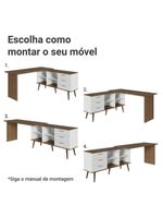 Escrivaninha Em L Mesa Para Computador Gamer 3 Gavetas Branco/rustic Lisboa Madesa