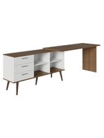Escrivaninha Em L Mesa Para Computador Gamer 3 Gavetas Branco/rustic Lisboa Madesa