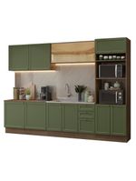Armário de Cozinha Completa 310cm Vik Madesa 01 Rustic/Verde