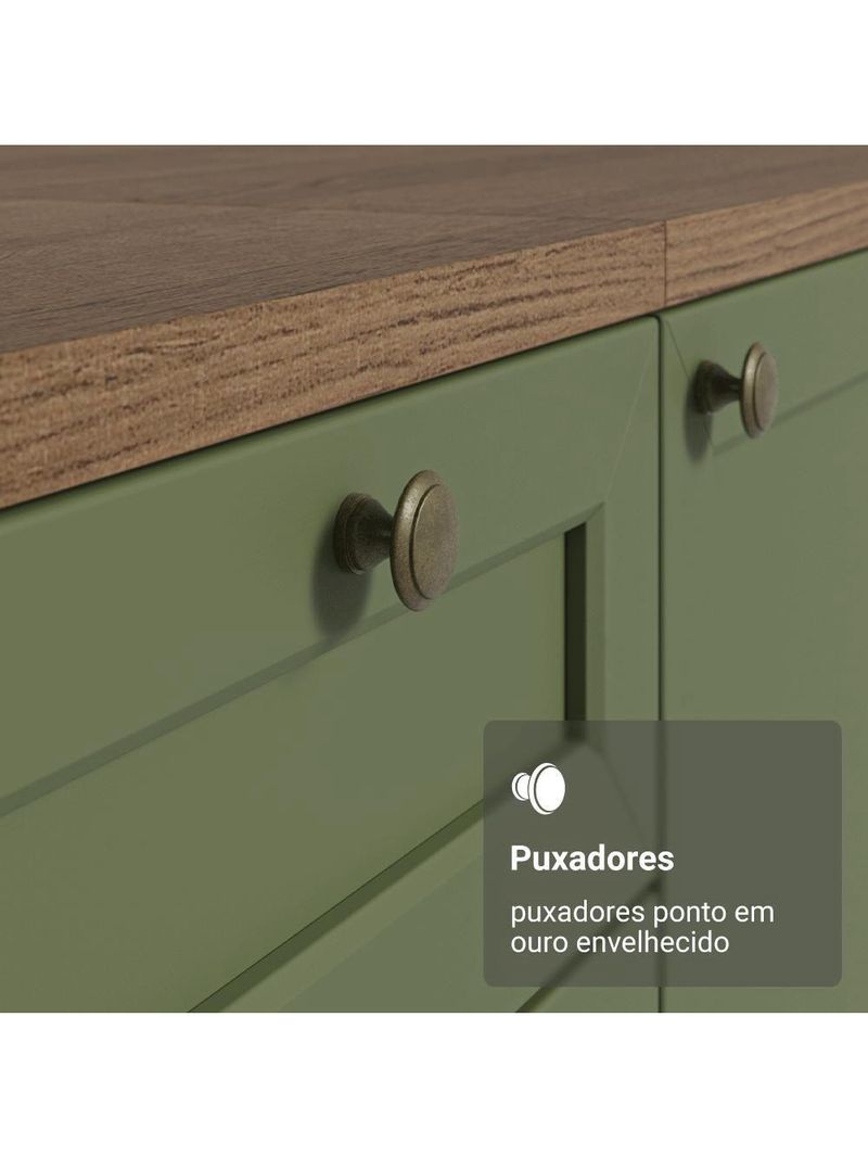 Armário de Cozinha Completa 310cm Vik Madesa 01 Rustic/Verde