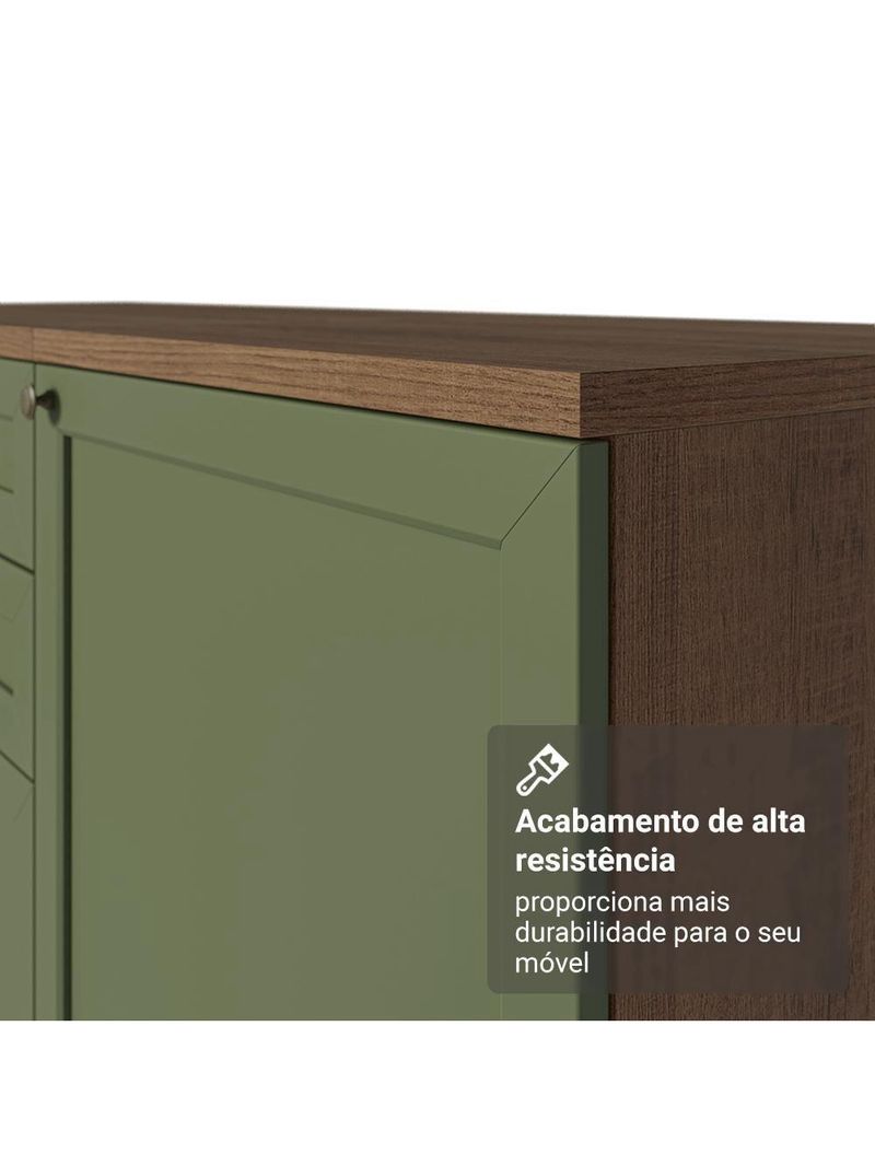 Armário de Cozinha Completa 310cm Vik Madesa 01 Rustic/Verde