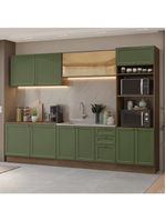 Armário de Cozinha Completa 310cm Vik Madesa 01 Rustic/Verde