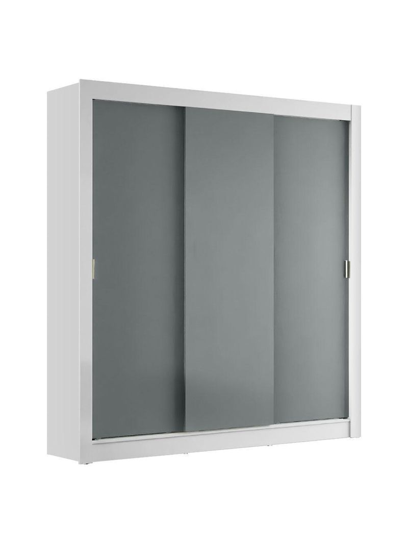 Guarda-roupa Casal Mônaco 3 Portas De Correr Branco/Cinza