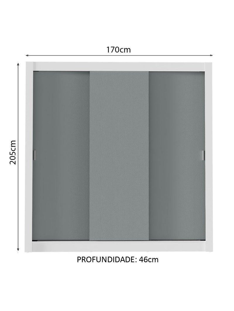 Guarda-roupa Casal Mônaco 3 Portas De Correr Branco/Cinza
