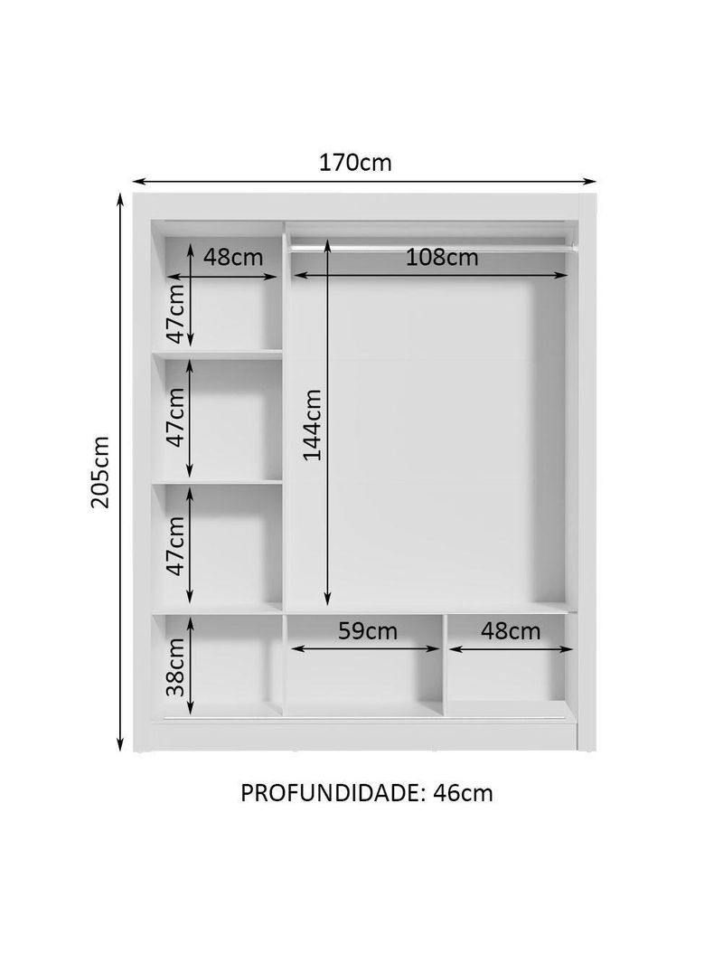 Guarda-roupa Casal Mônaco 3 Portas De Correr Branco/Cinza