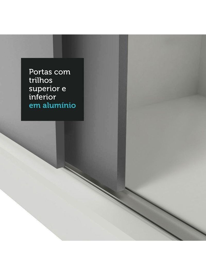 Guarda-roupa Casal Mônaco 3 Portas De Correr Branco/Cinza