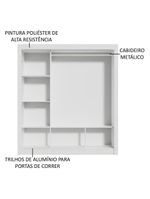 Guarda-roupa Casal Mônaco 3 Portas De Correr Branco/Cinza