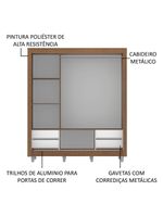 Guarda Roupa Casal 3 Portas de Correr de Espelho 4 Gavetas