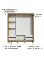 Guarda Roupa Casal 3 Portas de Correr de Espelho 4 Gavetas