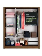 Guarda-roupa 3 Portas de Correr Espelhos 2 Gavetas Madesa