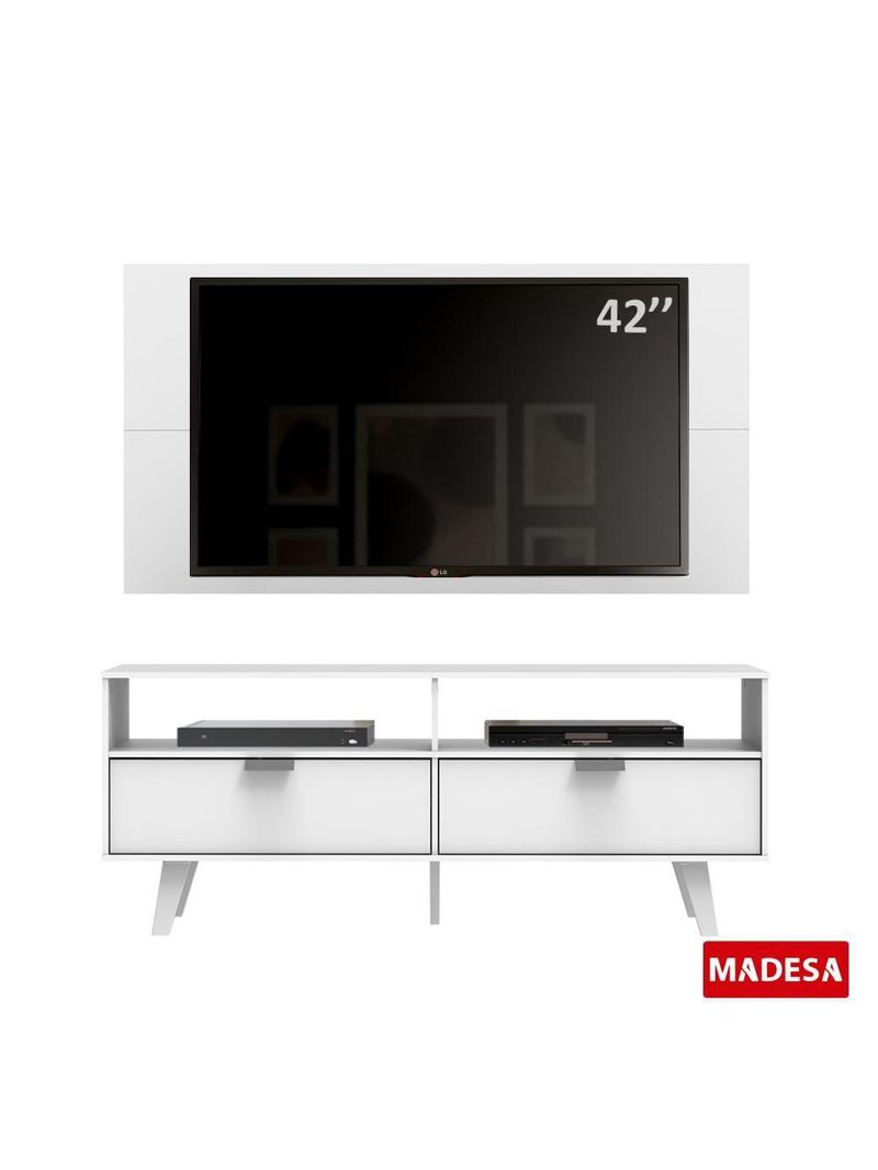 Rack Oslo e Painel para TV Sala de Estar Branco – Madesa