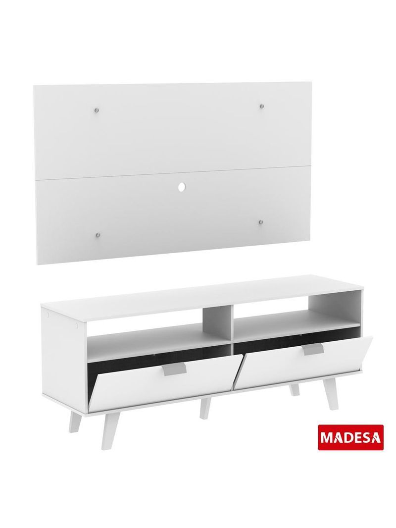 Rack Oslo e Painel para TV Sala de Estar Branco – Madesa