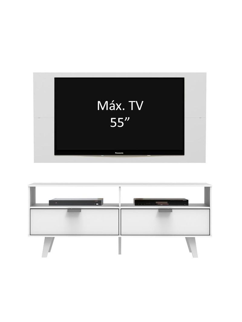 Rack Oslo e Painel para TV Sala de Estar Branco – Madesa