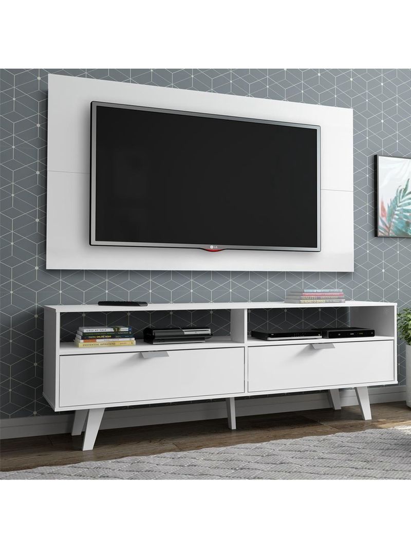 Rack Oslo e Painel para TV Sala de Estar Branco – Madesa