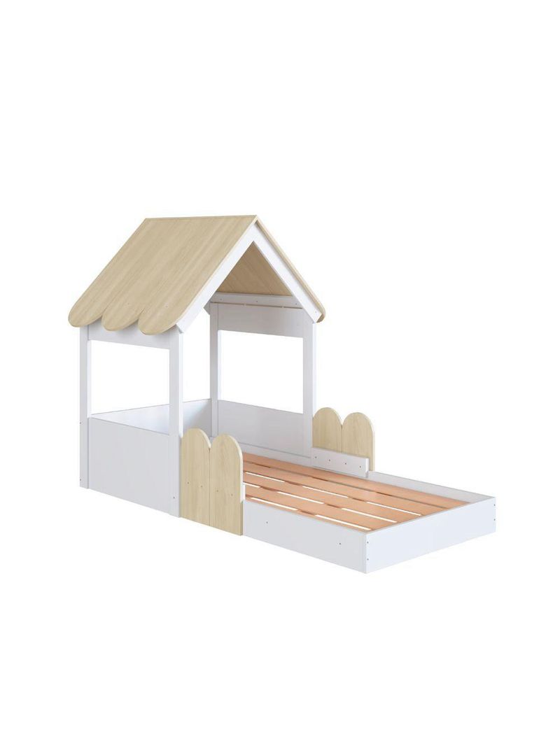 Cama Infantil Montessoriana Casinha Branca e Carvalho - Completa Móveis