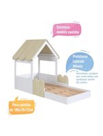 Cama Infantil Montessoriana Casinha Branca e Carvalho - Completa Móveis