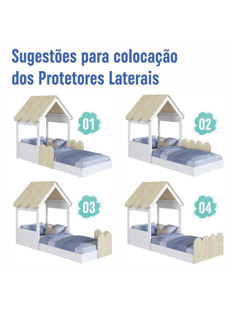 Cama Infantil Montessoriana Casinha Branca e Carvalho - Completa Móveis