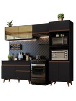 Cozinha Completa Com Armário, Balcão E Tampo Preto