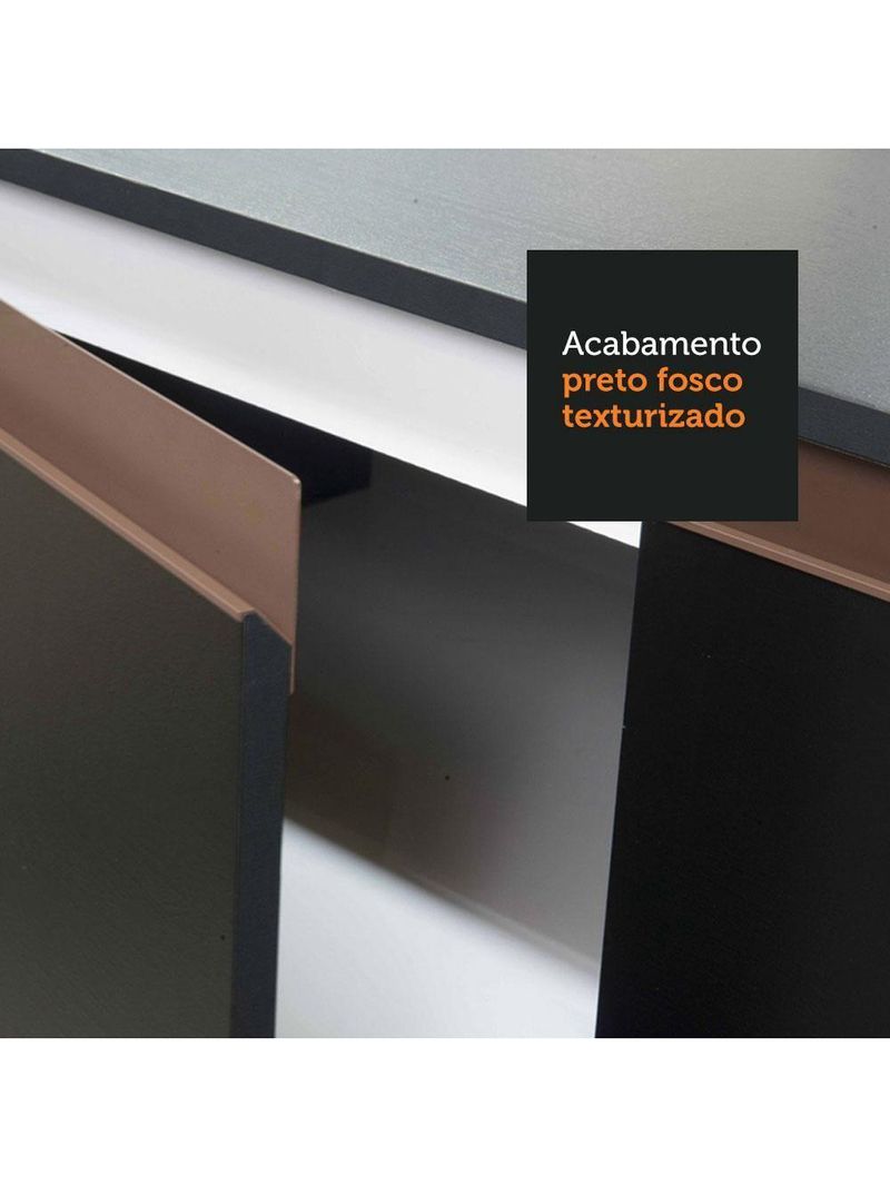 Cozinha Completa Com Armário, Balcão E Tampo Preto