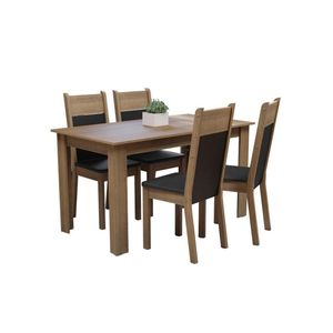 Mesa Tampo de Madeira com 4 Cadeiras Rustic Preto