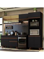 Cozinha Completa Com Armário, Balcão E Tampo Preto