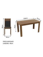 Mesa Tampo de Madeira com 4 Cadeiras Rustic Preto