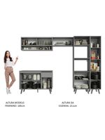 Armário De Cozinha Completa 300cm Cinza Nice Madesa 09 Cinza