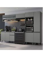 Armário De Cozinha Completa 300cm Cinza Nice Madesa 09 Cinza
